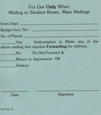 Form for mailing to student boxes, mass mailing